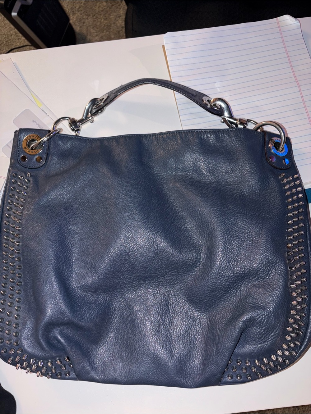 Rebecca Minkoff Navy Leather Studded Shoulder Bag